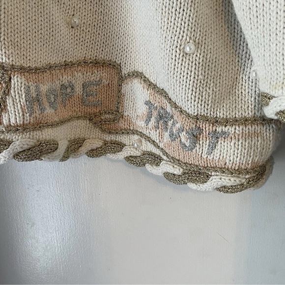 Stitches In Time Angels Peace Love Hope Button Cardigan Winter Knit Sweater  3X - Picture 10 of 16